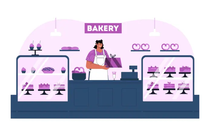 Bakery Shop Concept Flat Vector Illustration image